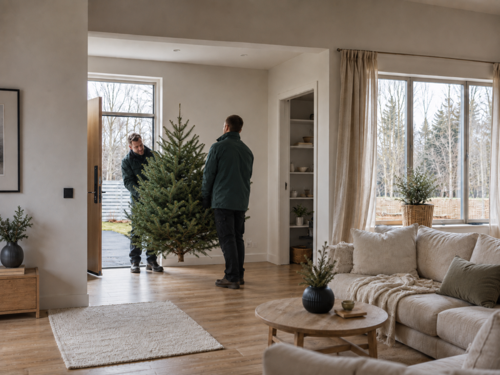 Ziemassvētku egles piegāde un uzstādīšana